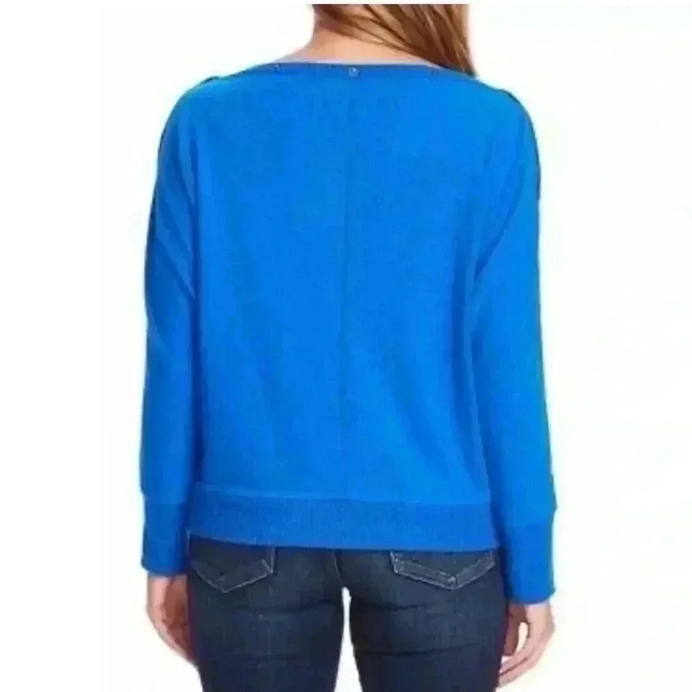 Vince Camuto Cozy Dolman Sleeve Sweater in Metro Blue size medium new - Picture 7 of 12